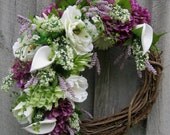 Summer Wreath, Victorian Garden Wreath, Designer Floral, Country French, Wedding Wreath