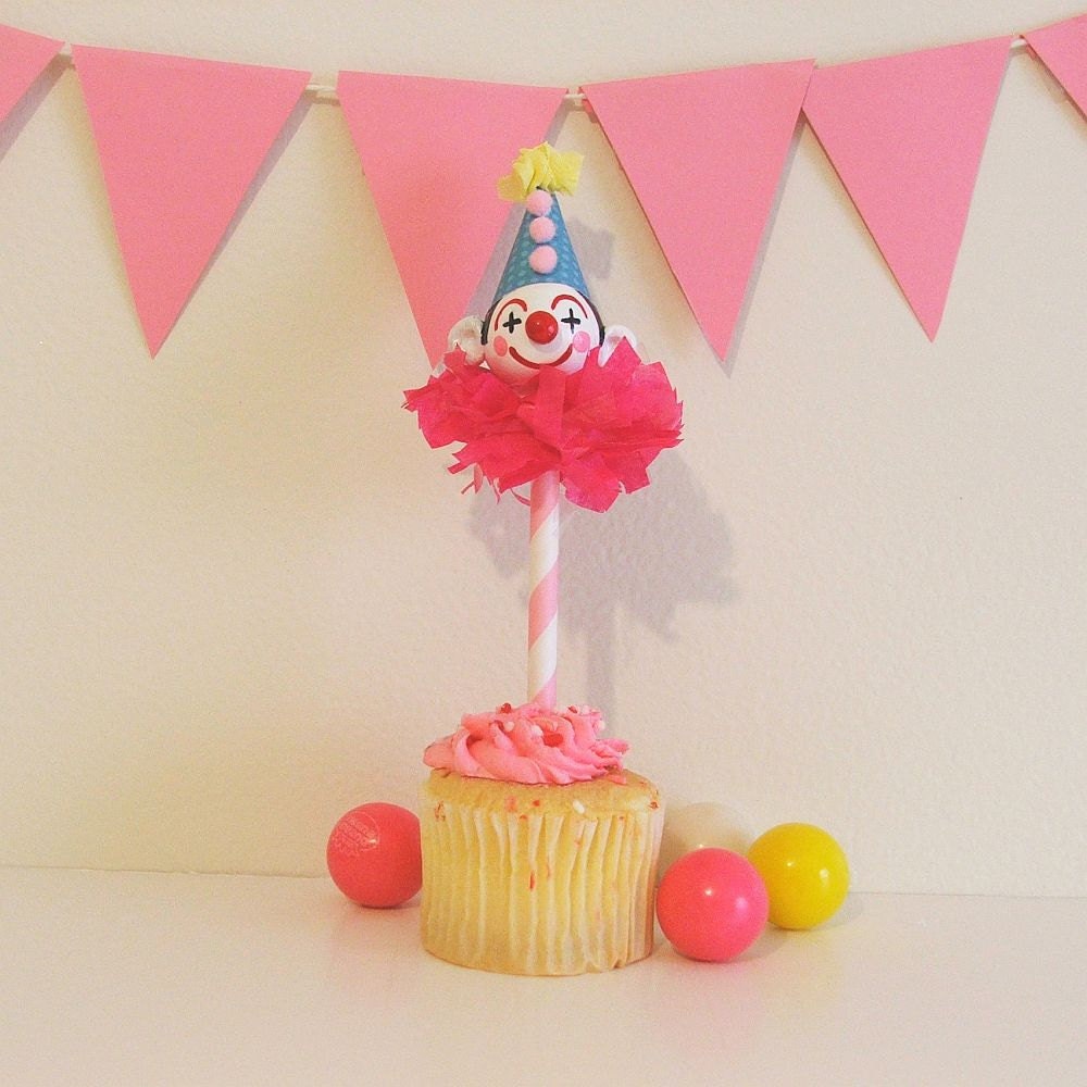 Single Carnival Clown Cupcake Topper/Pick Il_170x135