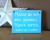 Please Do Not Ring Doorbell Knock Softly BABIES are sleeping TWINS Wood Primitive Door Sign