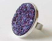 Druzy Ring Blue Druzy Ring Purple Druzy Ring Druzy Jewelry Statement Ring Cocktail Ring Adjustable Ring Iridescent Jewelry Women Jewelry