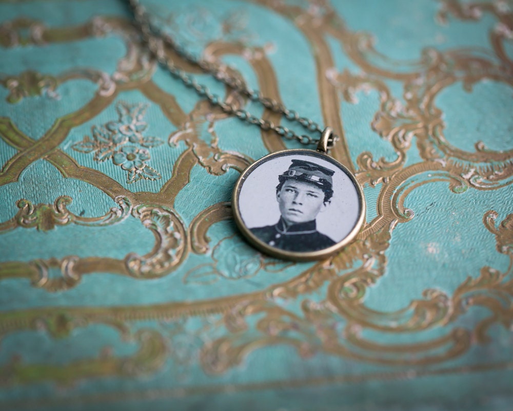 My Civil War Boyfriend - Luke - Victorian Pendant - Steampunk Necklace- Glossy Resin Charm