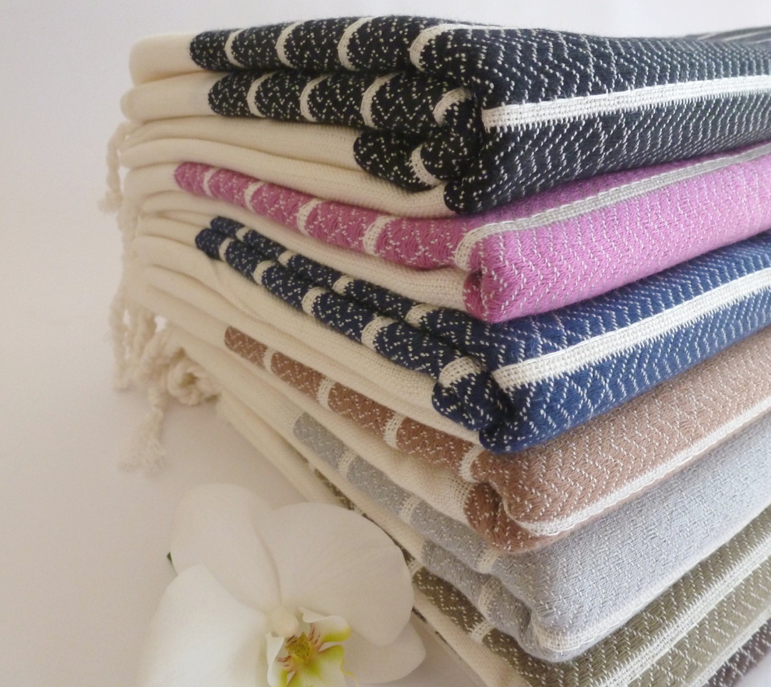 Free Shipment, set of 4 Turkish Towels, Gift Set, Bath & Body, Peshtemal, Green, Pink, Navy, Black