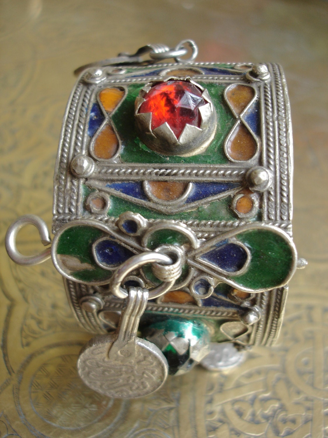 Moroccan enamel bracelet cuff