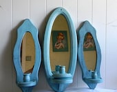 Upcycled Vintage Wall Mirror Sconce - Cottage Chic Candle Wall Sconce - Frame Collection - Shabby and Chic Wall Decor