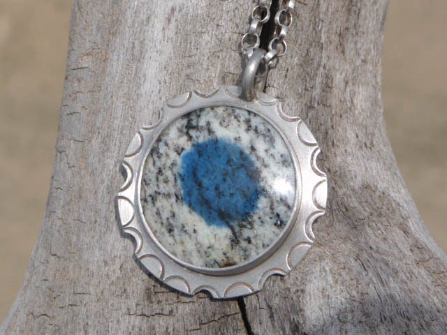 K2 Blue Jasper Azurite Sterling Silver Necklace