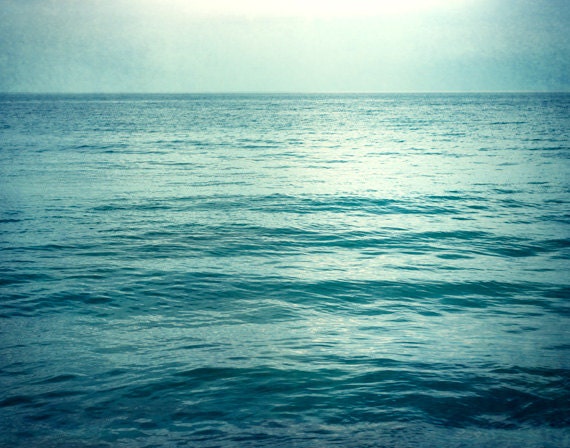 Large Ocean Photography - sea seascape dark blue horizon aqua teal turquoise water beach coastal print - 16x20 Photograph, "I Go To The Sea"