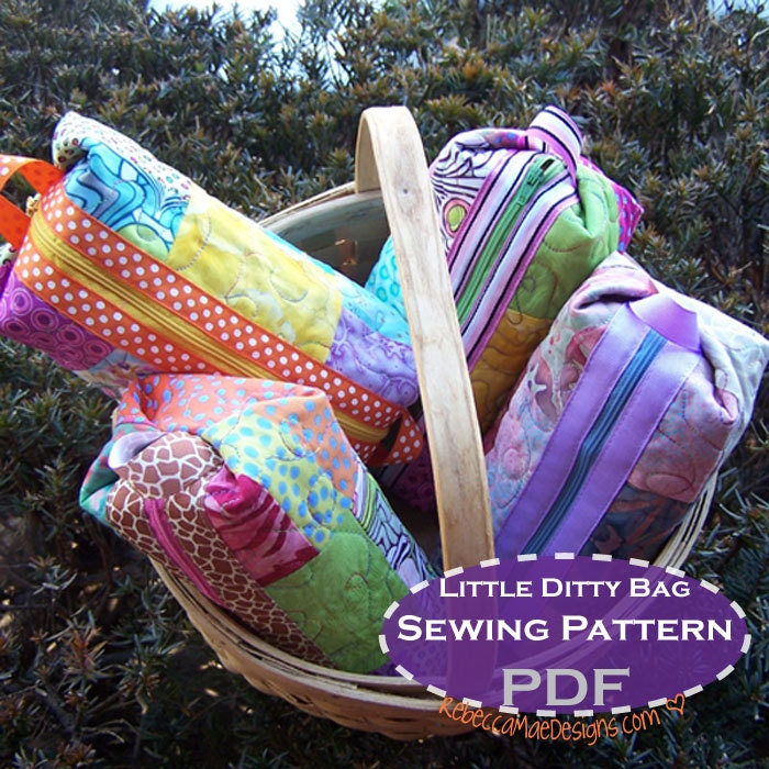Ditty Bag diy SEWING PATTERN  quilted cosmetic bag makeup case tutorial