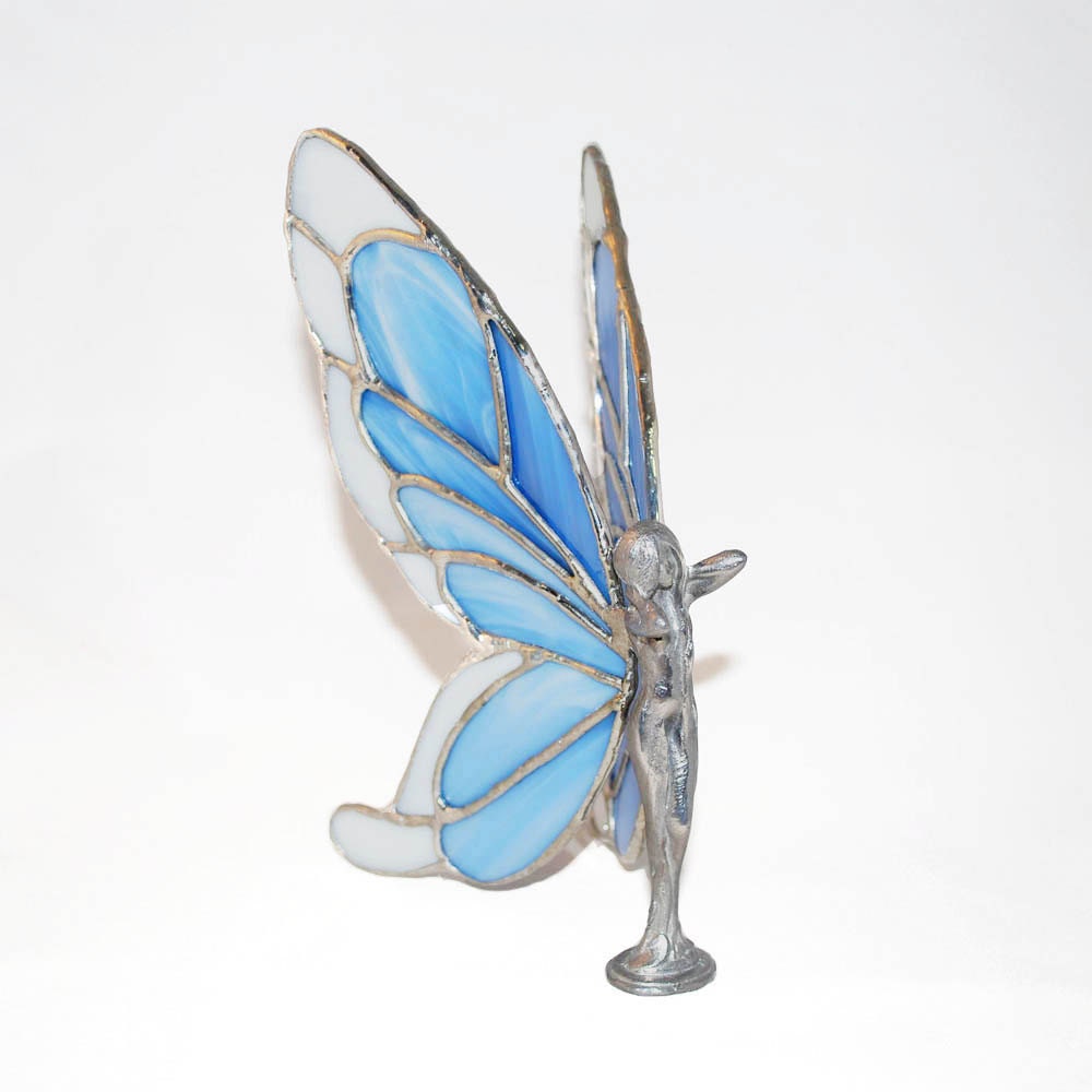 Blue Fairy, Butterfly Lady, Stained Glass Wings