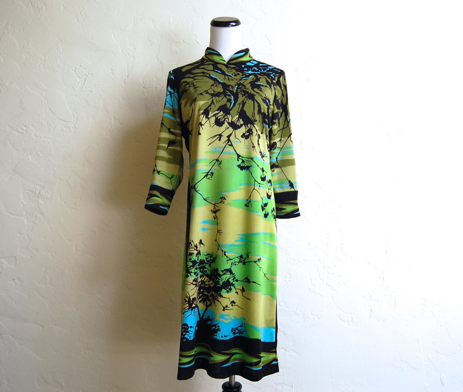 Paganne Gene Berk Rare Vintage 1972 Tree Print Dress 10 12