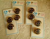 8 Vintage Metal Buttons Made In Western Germany Gold and Black Sewing Buttons Sewing Notions Vintage Sewing Supplies