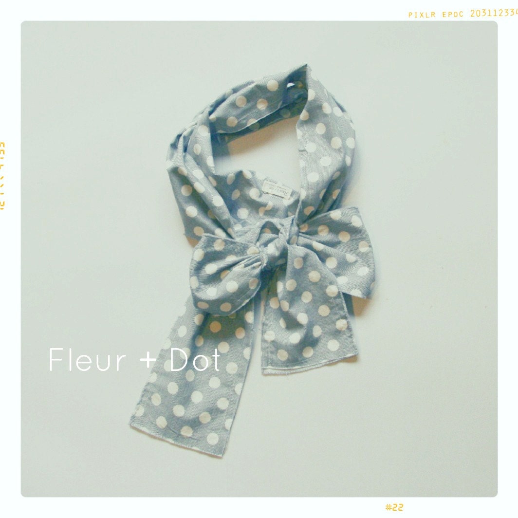Girls Scarf: Line and Dot Black and White Raw Edge Sash Spring Summer Collection by Fleur and Dot