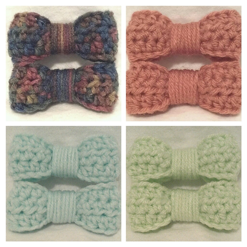 Crocheted Bow Clip Set (Periwinkle)