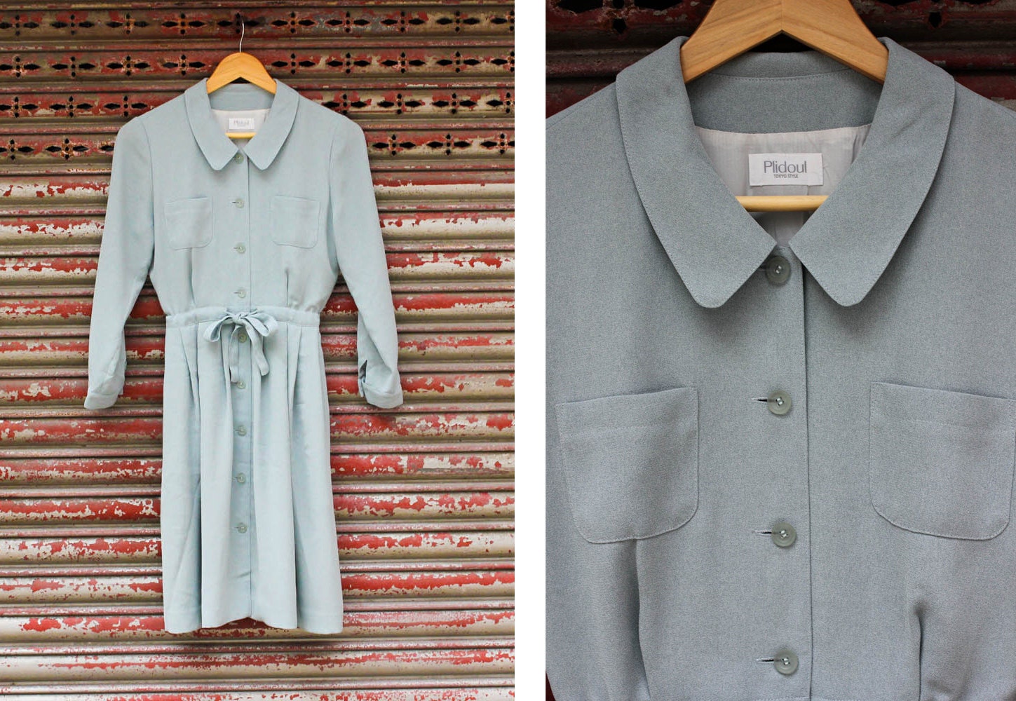 Vintage Grey Blue Shirt Dress