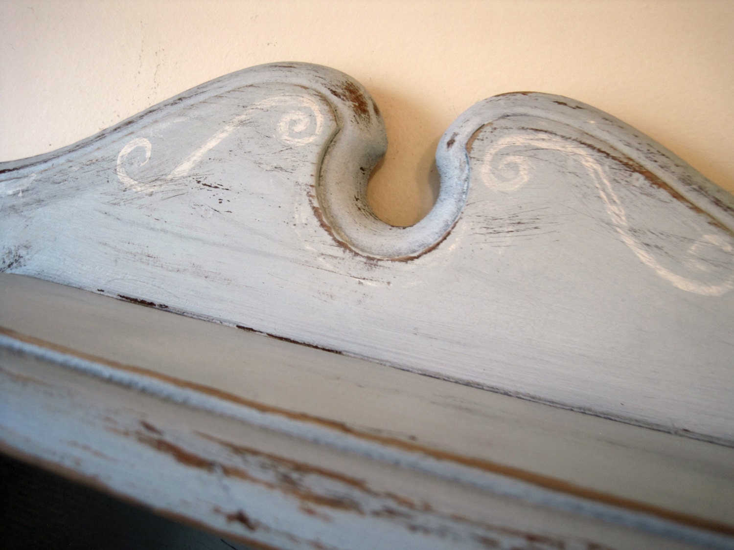 Rustic Shabby Chic Wood  Wall Shelf & Towel Bar Up-Cycled in Beach Sky Blue and Cream