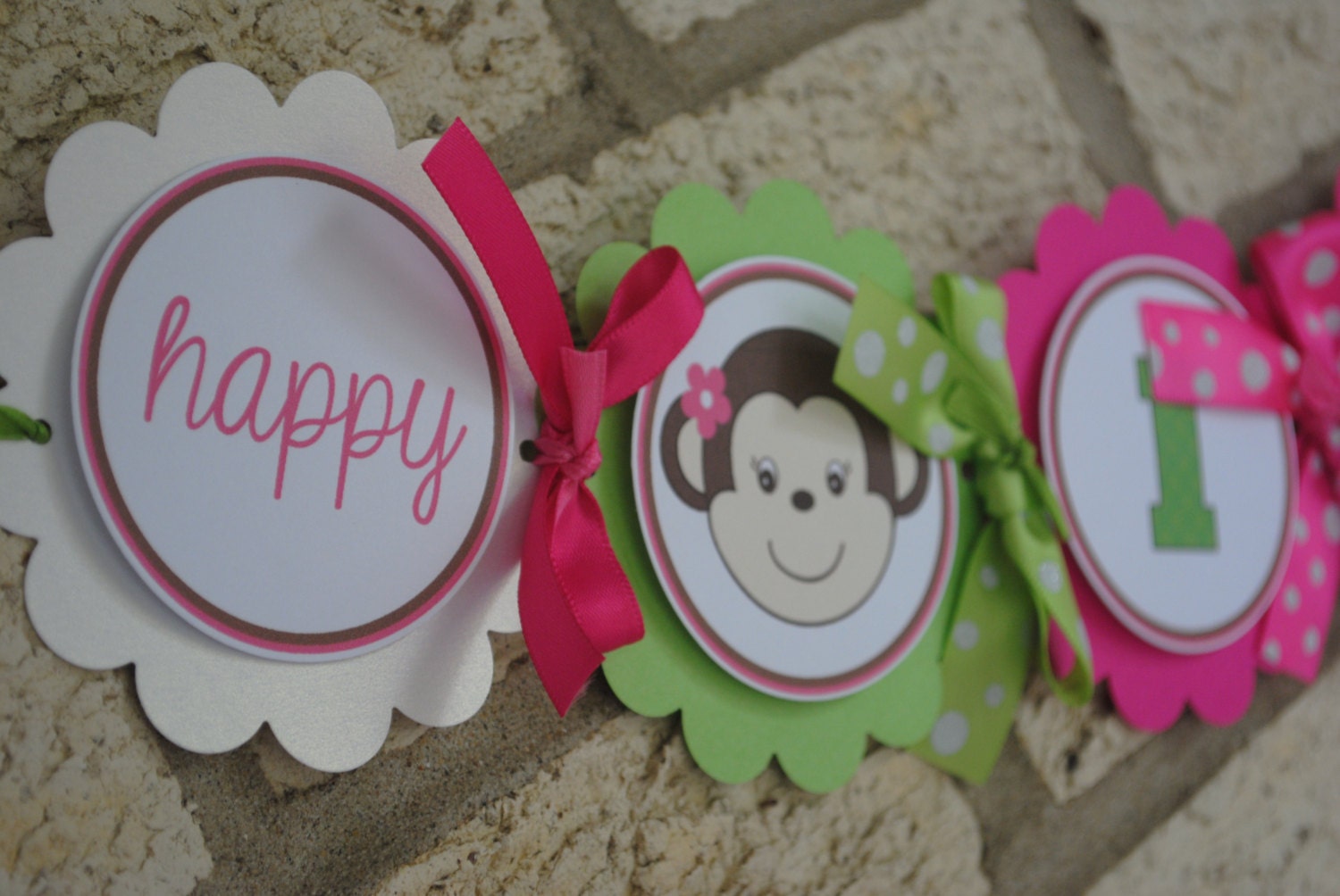 NEW - Mod Monkey Happy Birthday Name Banner