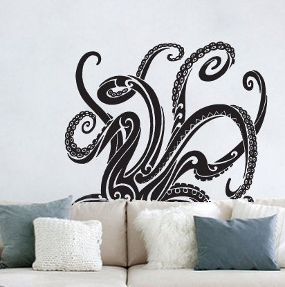 Octopus Kraken Couch Tentacle Wall Decal 55H x 55W