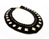 Black Studded Collar Bib Necklace
