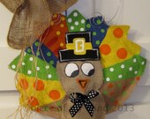 Thanksgiving Turkey Burlap Door Hanger Door Decoration