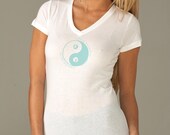 Running or Jogging V-neck T-Shirt in White in Women's LArge