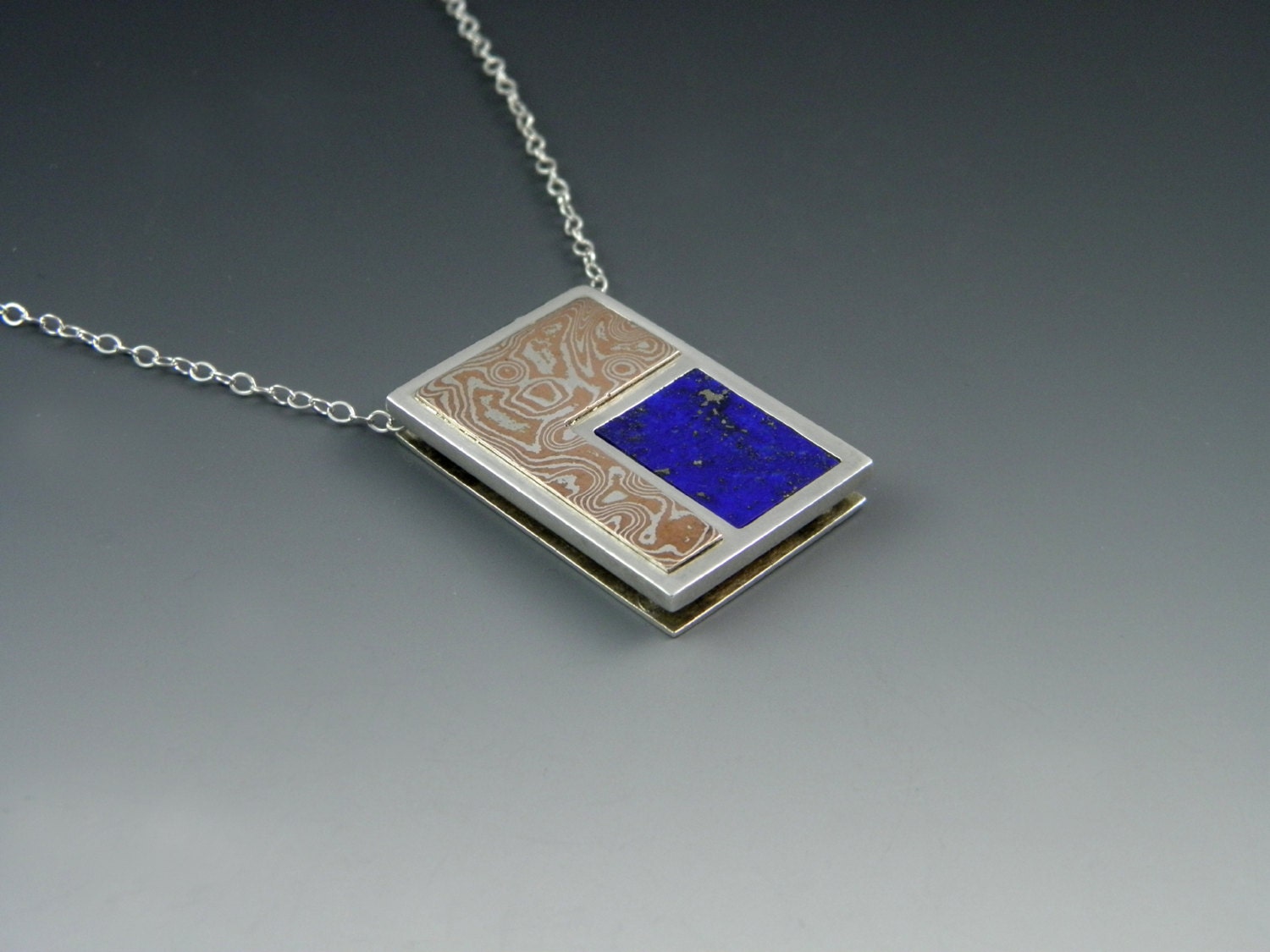 Mokume and Lapis Pendant