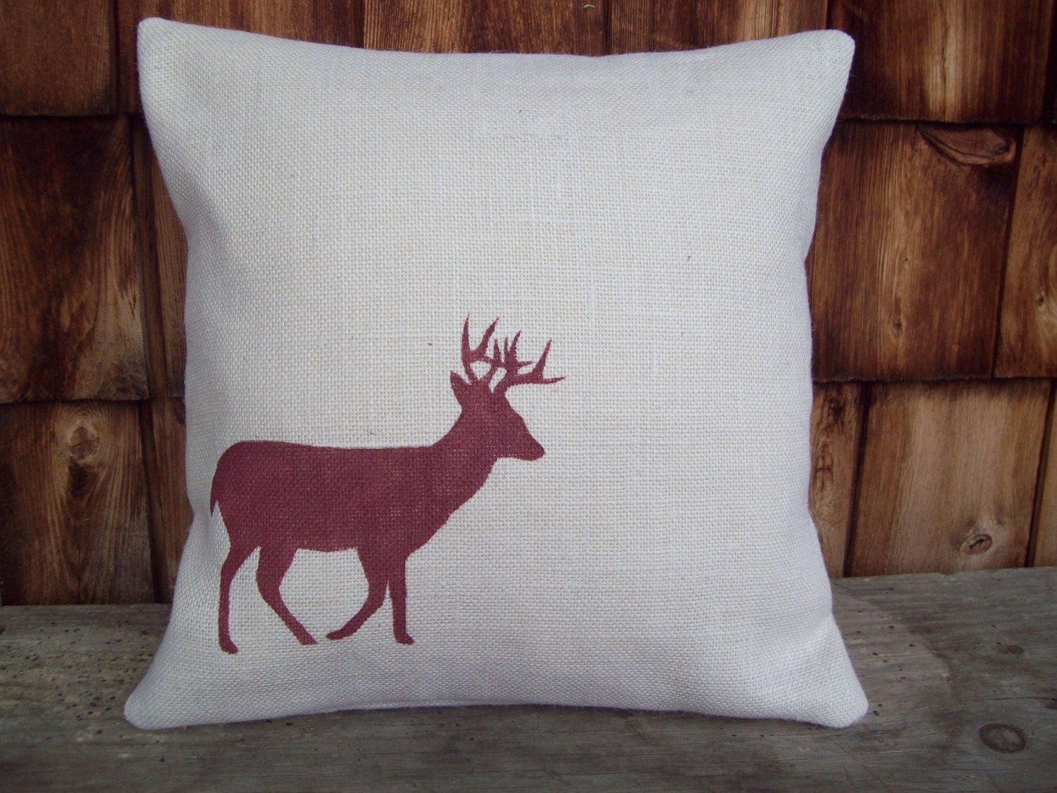 Deer Pillow Cover 18 x 18 - Burlap Decorative Pillow Cover - More Colors Available - Modern Rustic Decor