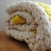 Vintage Crochet Knit Afghan Blanket - White Cream Yellow Blanket Throw