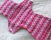 Postpartum Mama Cloth Pad pink, red and white hearts