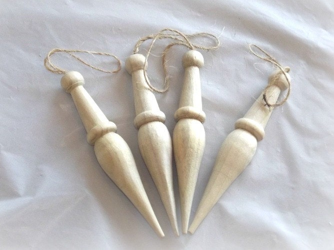 Unfinished Wooden Ornaments - 4 pcs - Ready to Paint