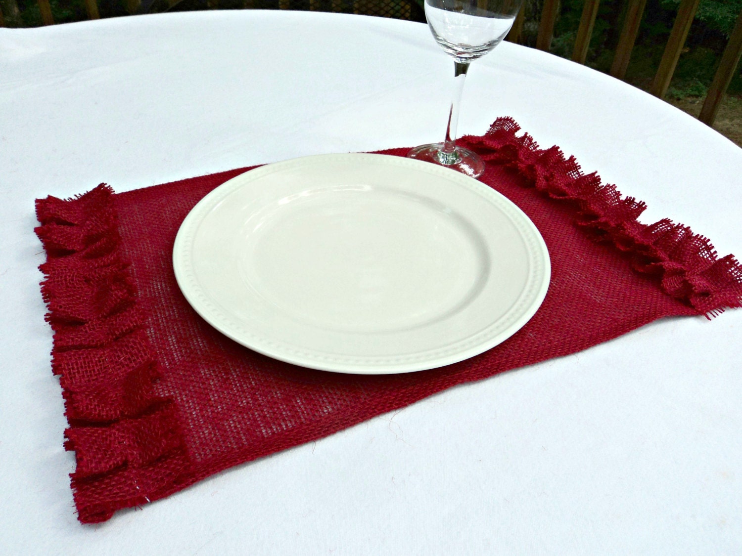 Red Burlap Placemats  French Farmhouse to Shabby Chic