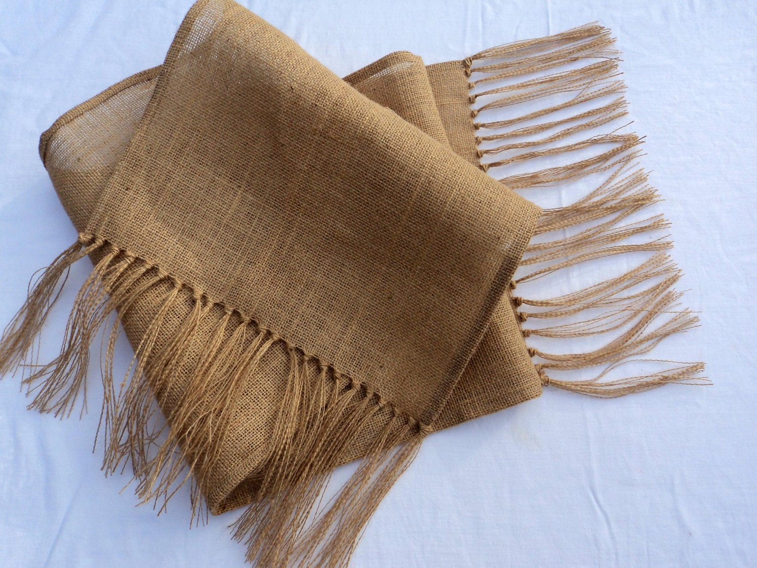 Burlap Table Runner with Fringe120" Extra Long or Custom Size Available