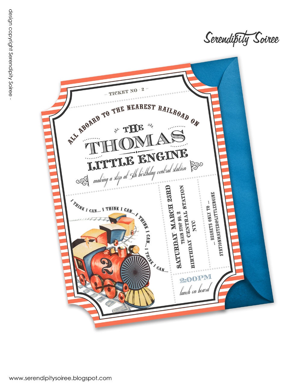 Vintage Little Engine- Custom Printable Invitation Ticket - The little engine that could - Train Party Il_170x135