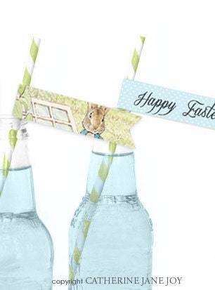 Peter Rabbit - Printable Straw/Drink  Flags - Beatrix Potter