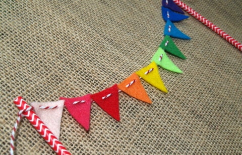 Rainbow Felt Cake Bunting on Chevron Paper Straws Il_170x135