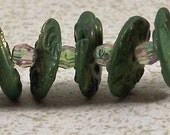 Golden Green Disc Beads