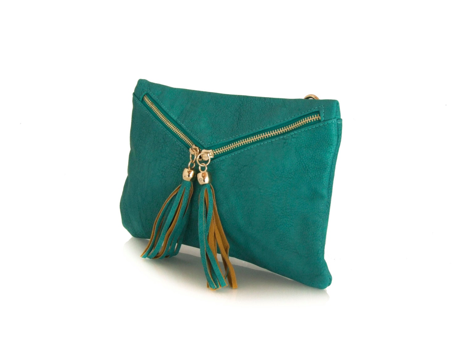 Handmade Vegan leather clutch purse Turquoise -  the Envelope - 20% launch discount