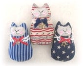 CAT Ornaments, Set of  3 Ornies Bowl Fillers, PATRIOTIC, Primitive Party Favors Decorations Home Decor CharlotteStyle