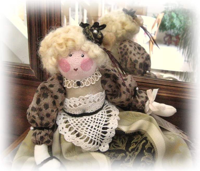 OOAK Art Doll Cloth Doll MAMIE 17 inch Handmade Doll Soft Sculpture CharlotteStyle SIGNED