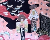 Anesama Dolls in black by  Alexander Henry Indochine Fabric Collection (1 yard) BUY MORE & SAVE