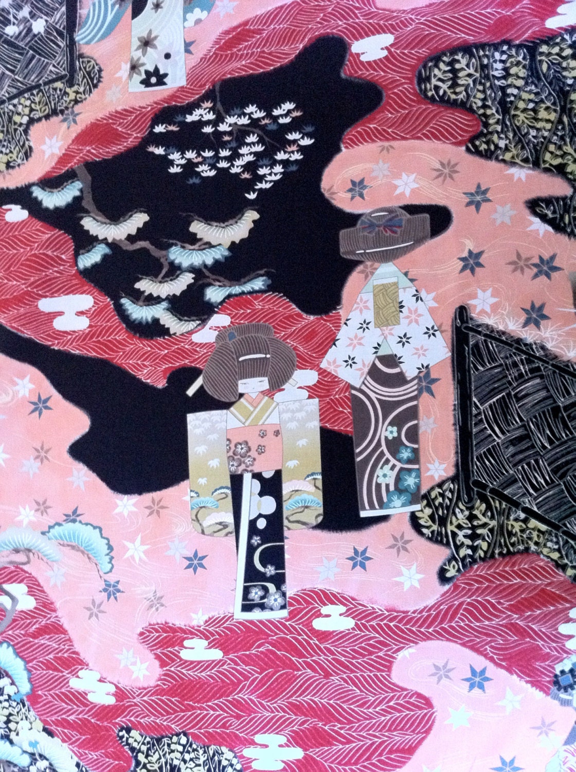 Anesama Dolls in black by Alexander Henry Indochine Fabric Collection (1 yard) BUY MORE & SAVE