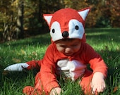 Size 3-6m Rusty Red Fox Baby Onesie Costume with Hat - Lil' Creatures