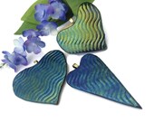 Heart Sun Catcher  Ornaments Fused Glass Set of 3  Dark Blue Heart  207