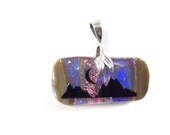 Dichroic Fused Glass Necklace Pendant Northern Lights Statement Jewelry 131