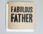Lino printed card - Fabulous Father -  hand printed
