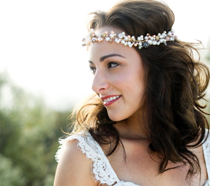 As Seen on Green Wedding Shoes- Sarah Crystal & Pearl Halo