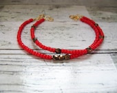 Red/Bronze Beaded Bracelets