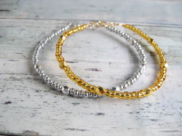 Gold/Silver Beaded Bracelets