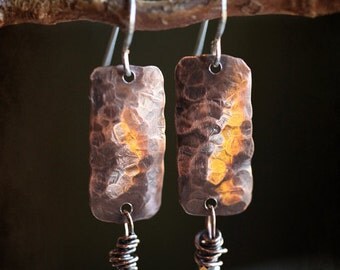 Copper Pearl Drop Earrings