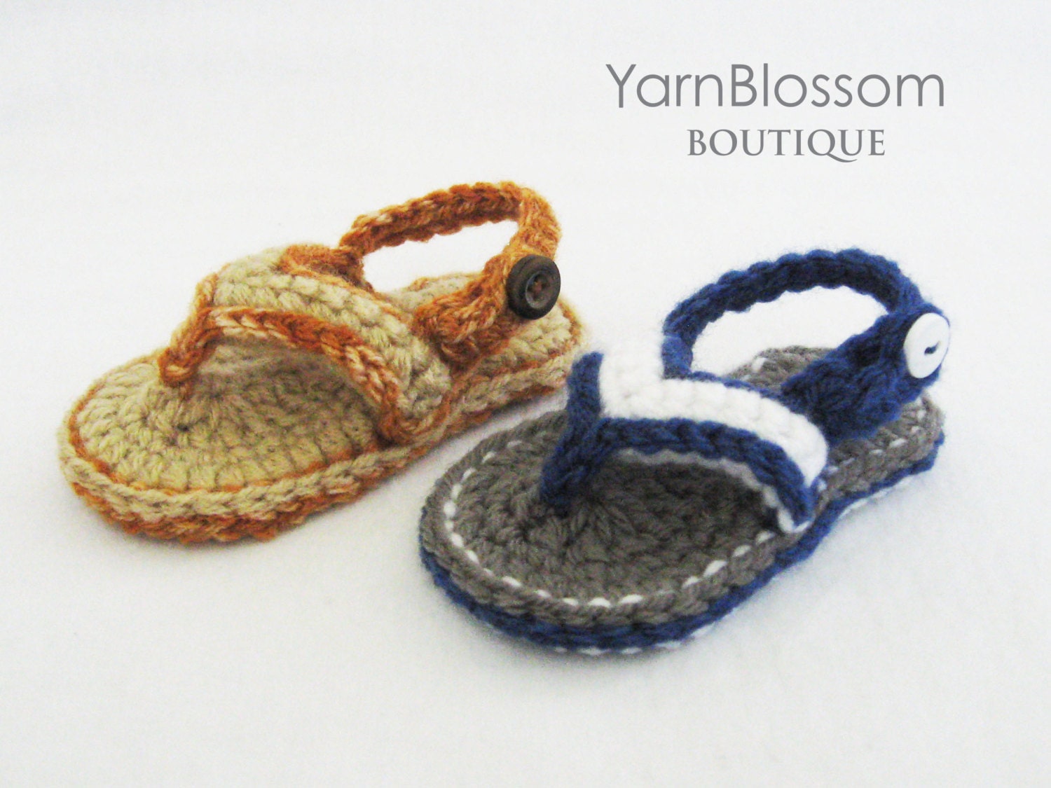 Baby CROCHET PATTERN Baby Flip Flops (5 sizes included from 0-24 months) Instant Download