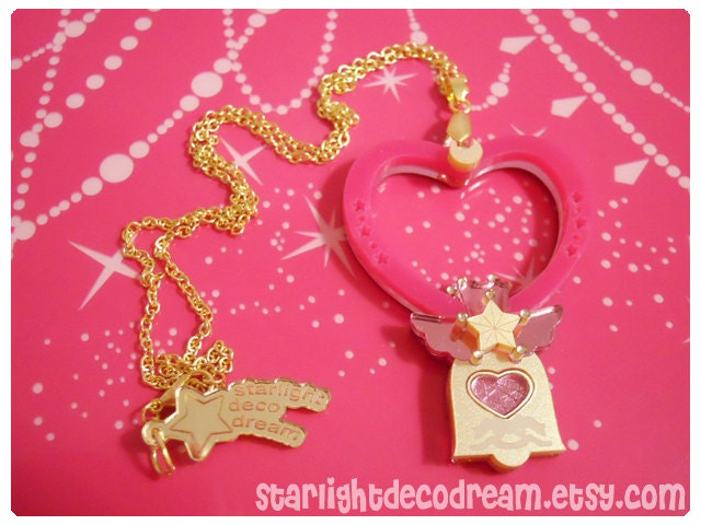 READY to SHIP Sailor Moon Chibiusa Twinkle Bell Inspired Gold Acrylic Necklace for Mahou Kei, Magical Girl Fashion