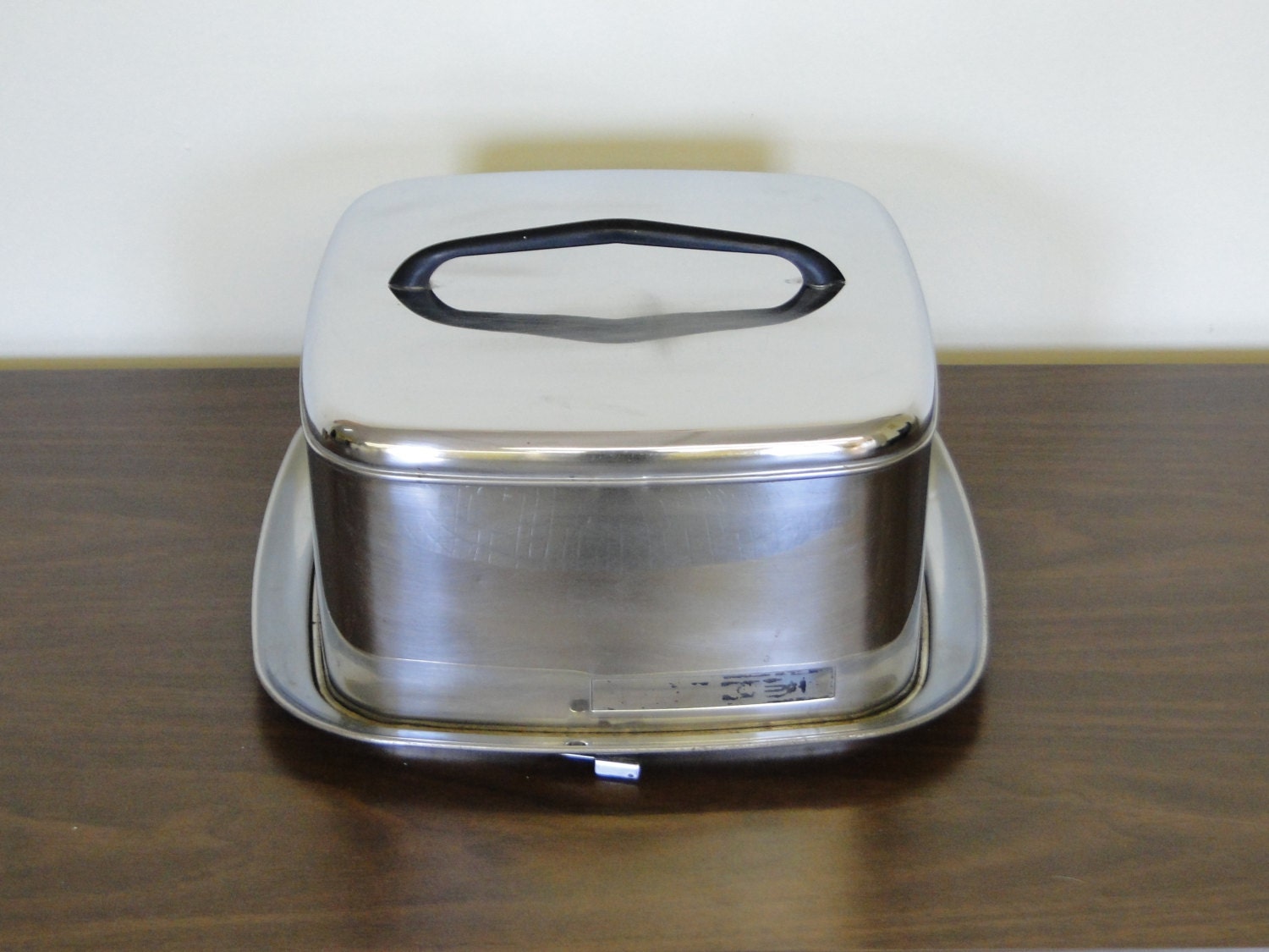 Vintage Square Stainless Steel Cake Carrier